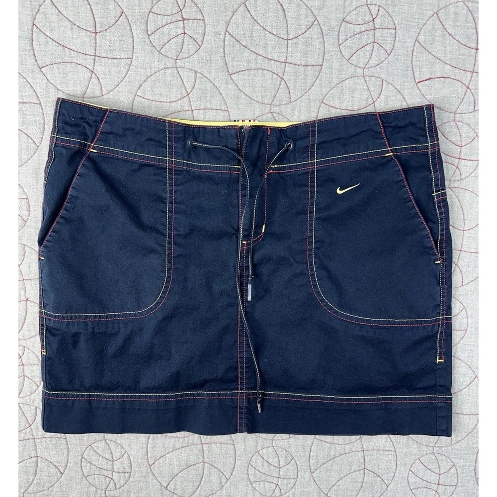 VTG Y2K NIKE Women's Small 4-6 Stretch Cotton Mini Skirt Contrast Stitching